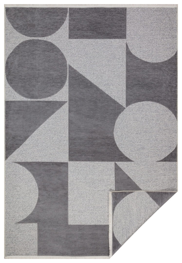 Dywan dwustronny geometryczny Boucle 4120 Geometric Grey