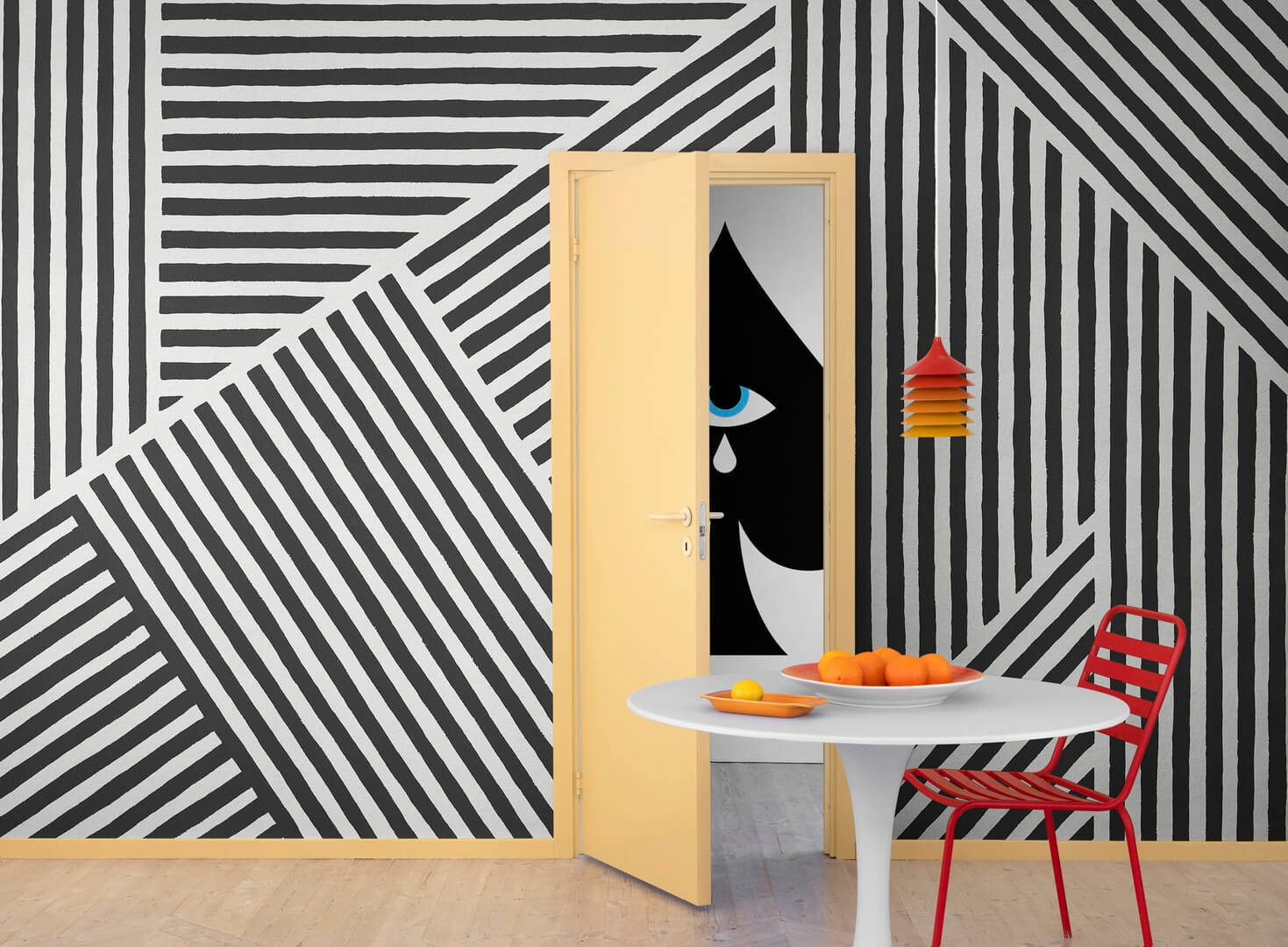 Fototapeta linie Rebel Walls R19408 Different Directions Black White Maximalism More is More