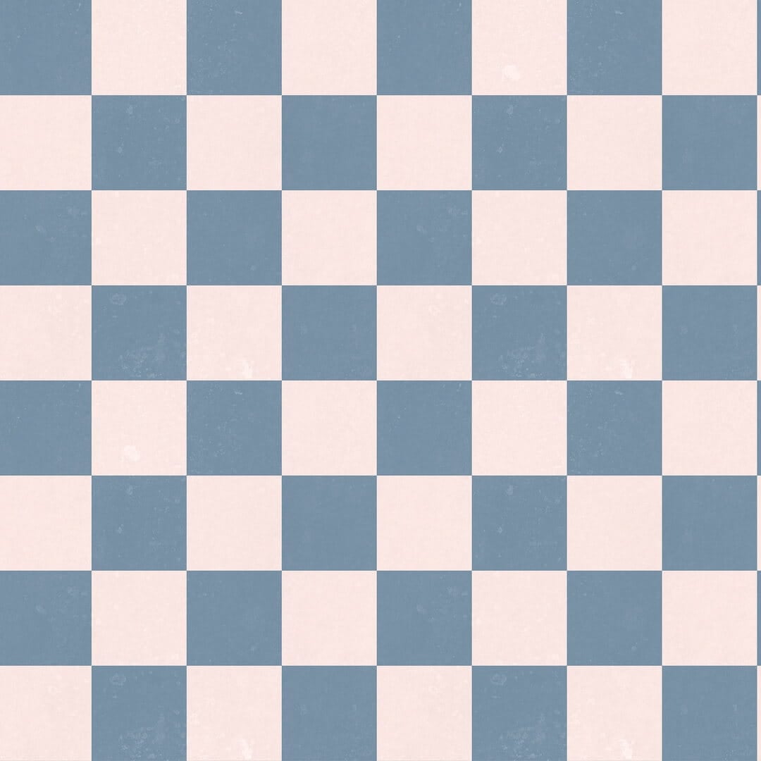 Fototapeta geometryczna szachownica Rebel Walls R19418 Chess Blue Pink Maximalism More is More