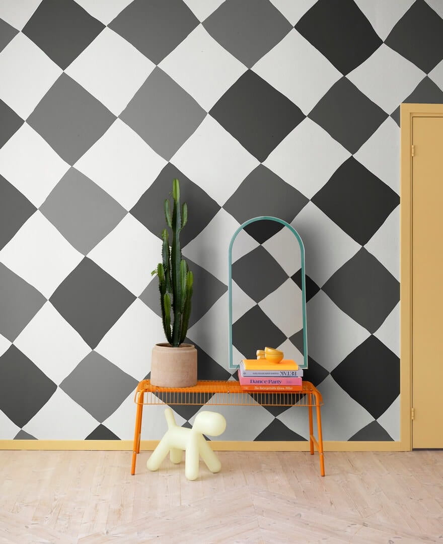 Fototapeta romby Rebel Walls R19429 Tremble Black White Maximalism More is More