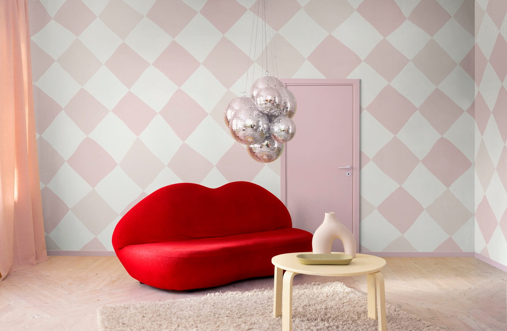 Fototapeta romby Rebel Walls R19431 Tremble Pink Maximalism More is More