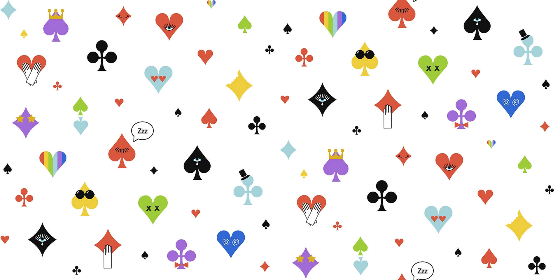 Fototapeta pokerowe emotikony Rebel Walls R19434 Poker Face Rainbow Maximalism More is More