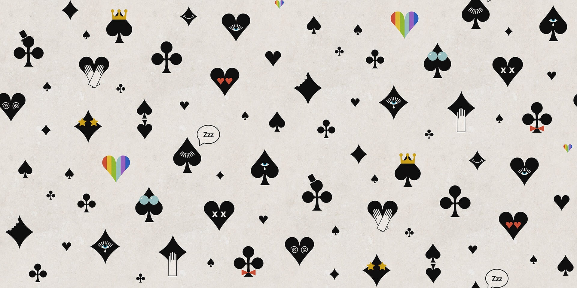 Fototapeta pokerowe emotikony Rebel Walls R19435 Poker Face Black Maximalism More is More