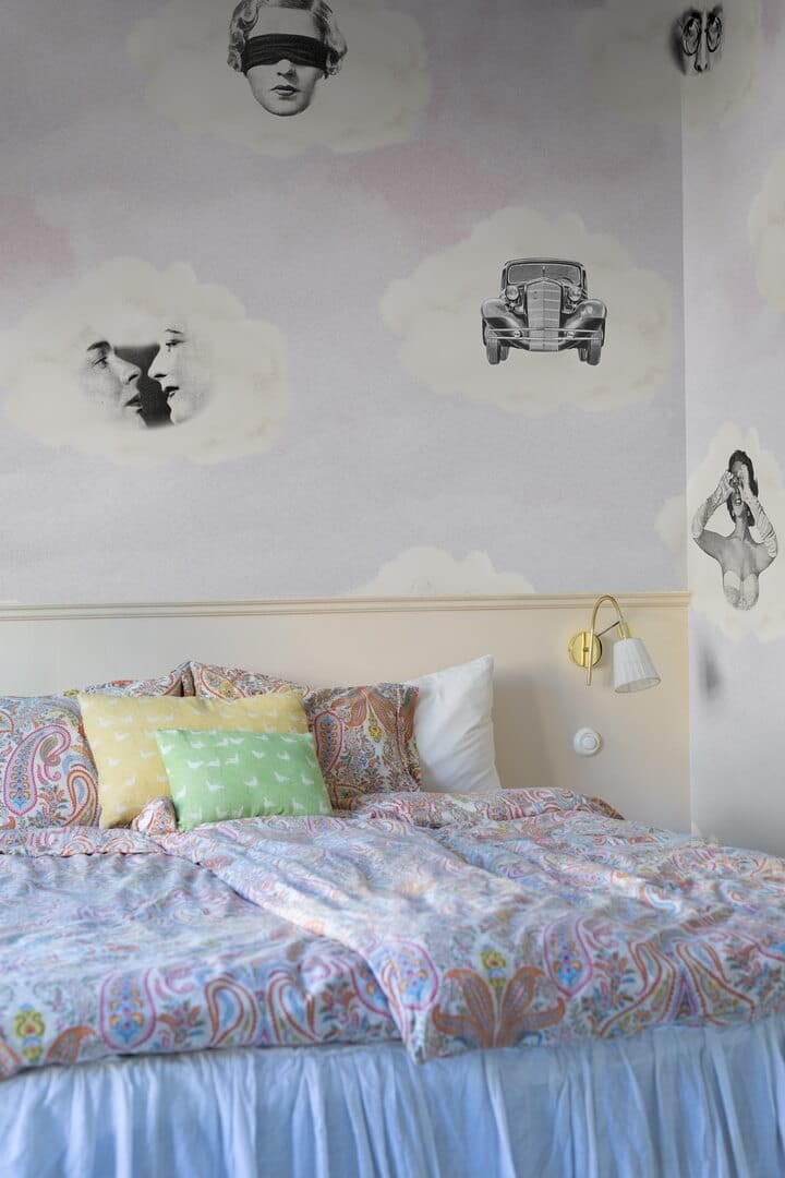 Fototapeta chmury retro Rebel Walls R19468 Retro Clouds Pink Maximalism More is More