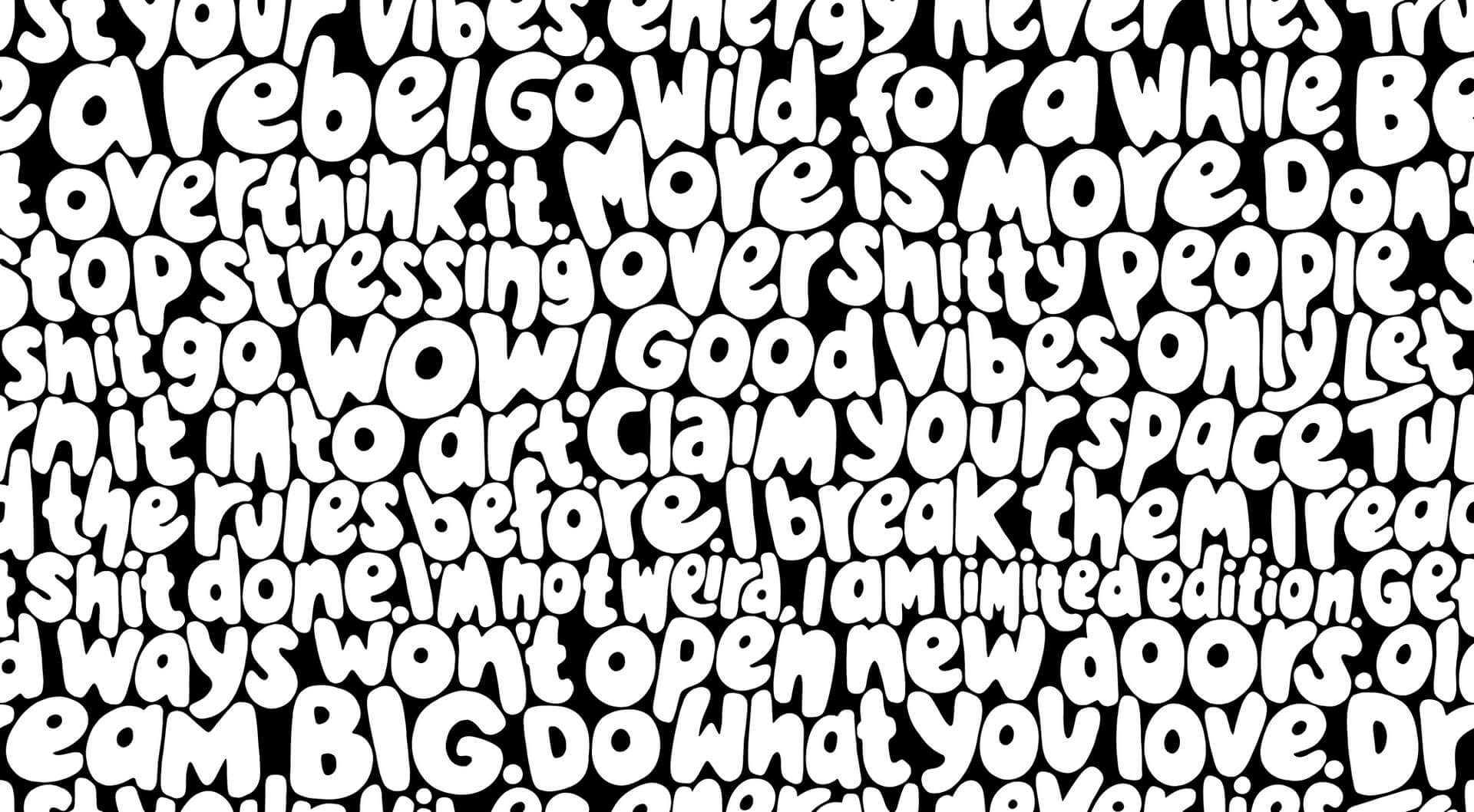 Fototapeta napisy Rebel Walls R19469 Blah blah blah White Maximalism More is More