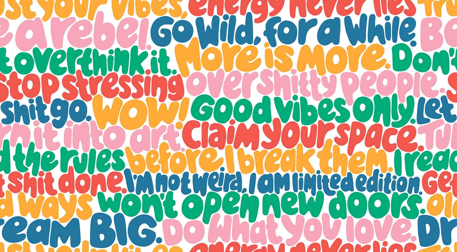 Fototapeta napisy Rebel Walls R19471 Blah blah blah Rainbow Maximalism More is More