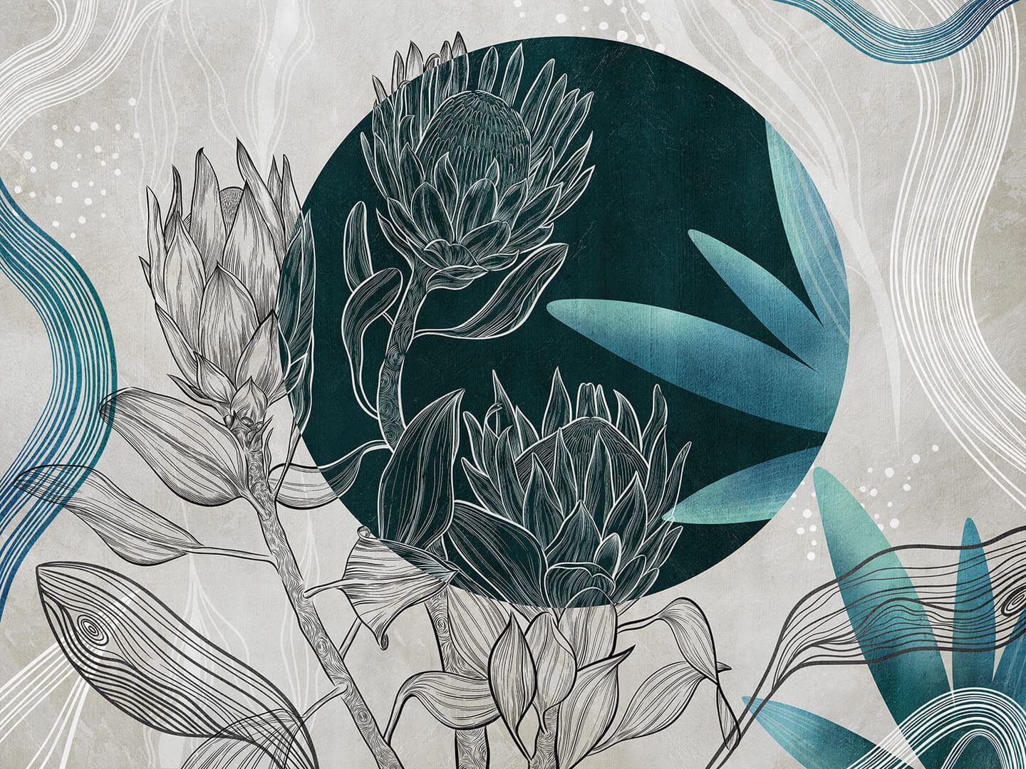 Fototapeta nowoczesne kwiaty i geometria Wallcraft Protea 810322301