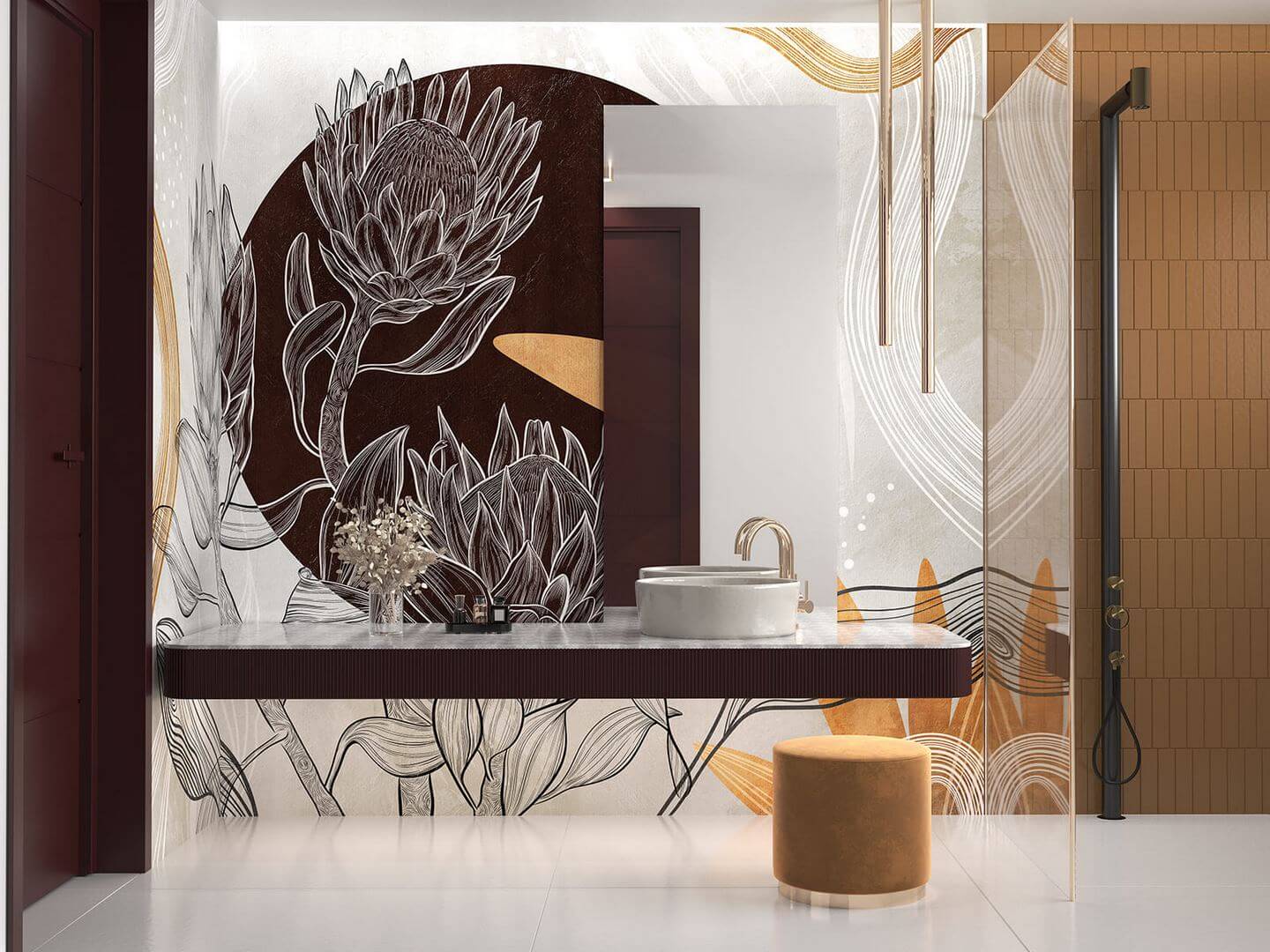 Fototapeta nowoczesne kwiaty i geometria Wallcraft Protea 810322301