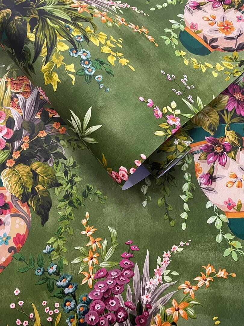 Tapeta botaniczna z wazonami, roślinami i zwierzętami Holden 91523 Rivara Xanadu