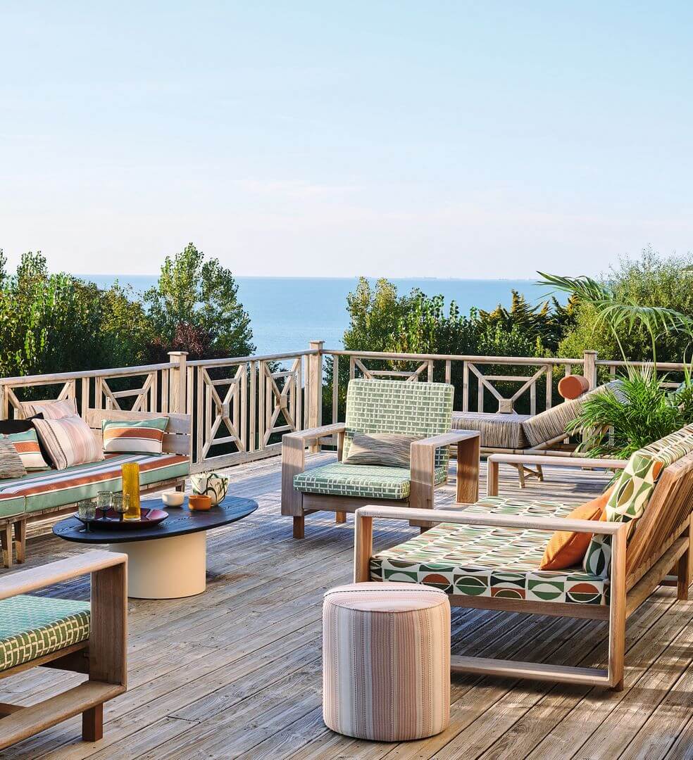Tkanina outdoorowa geometryczna Casamance 45050216 Amalfi