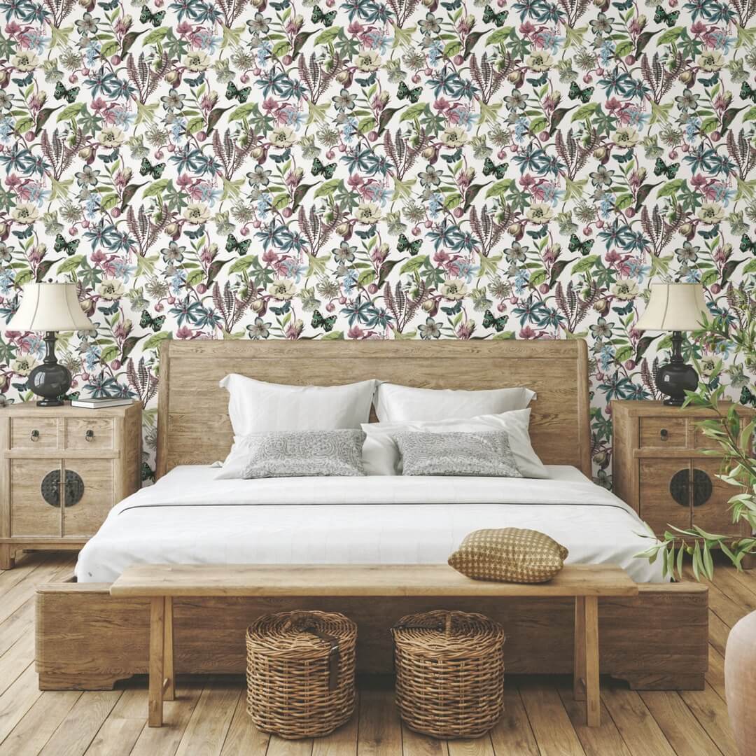 Tapeta kwiaty i motyle York Wallcoverings BL1721 Butterfly House Blooms II
