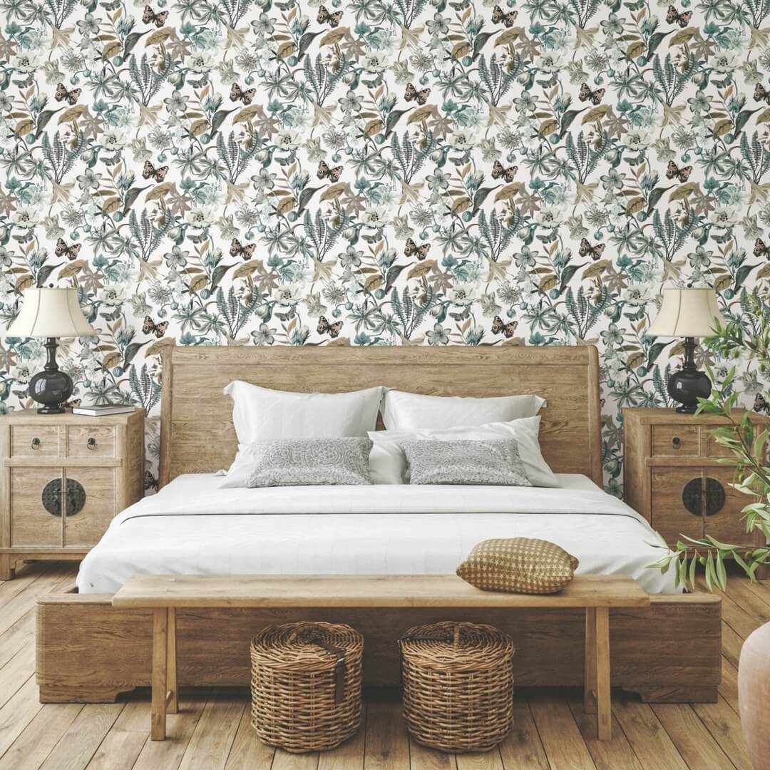 Tapeta kwiaty i motyle York Wallcoverings BL1722 Butterfly House Blooms II