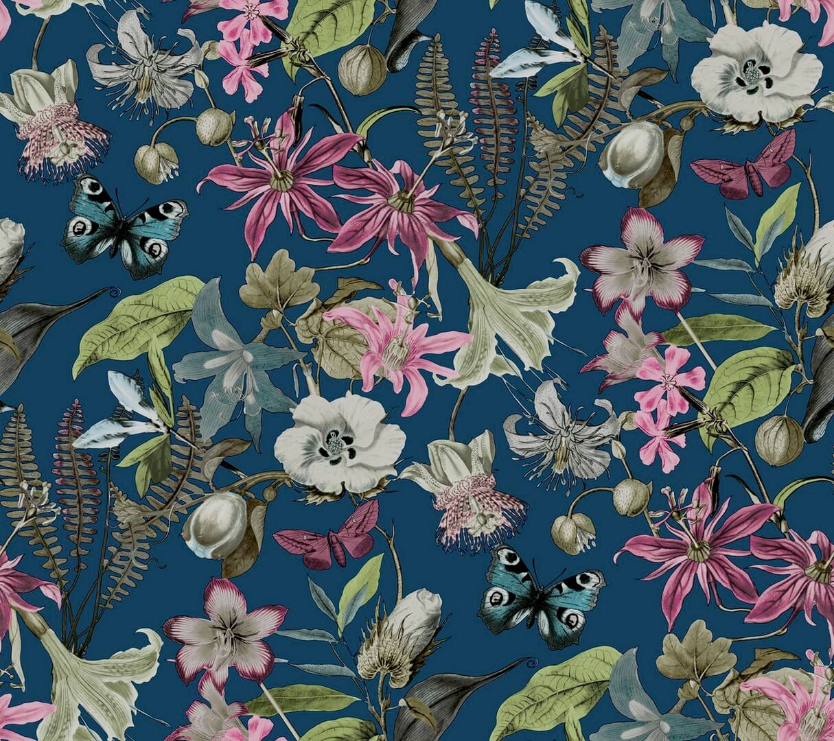 Tapeta kwiaty i motyle York Wallcoverings BL1723 Butterfly House Blooms II