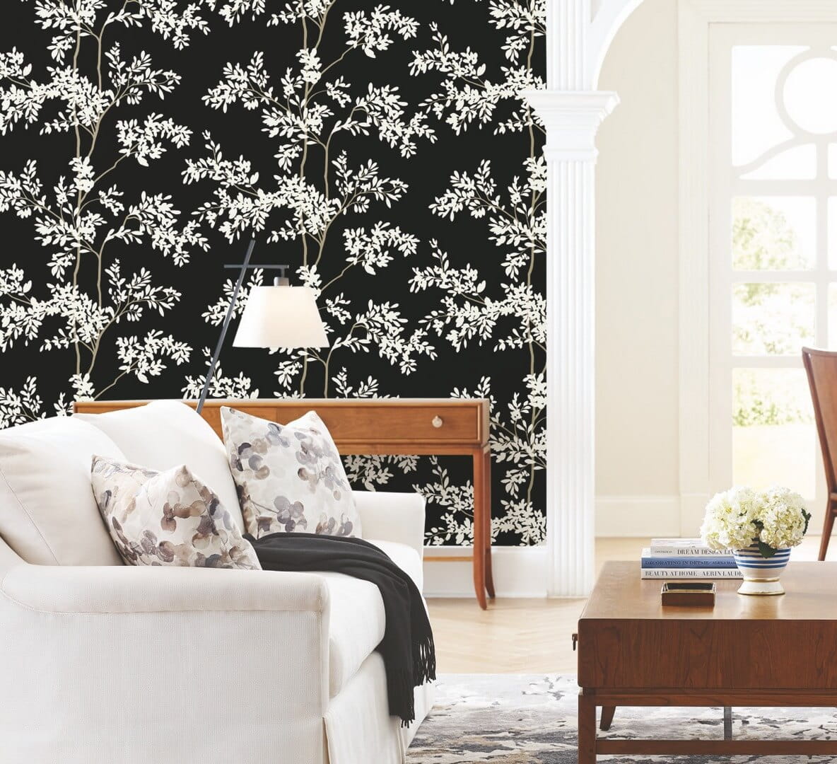 Tapeta drzewa York Wallcoverings BL1804 Lunaria Silhouette Blooms II