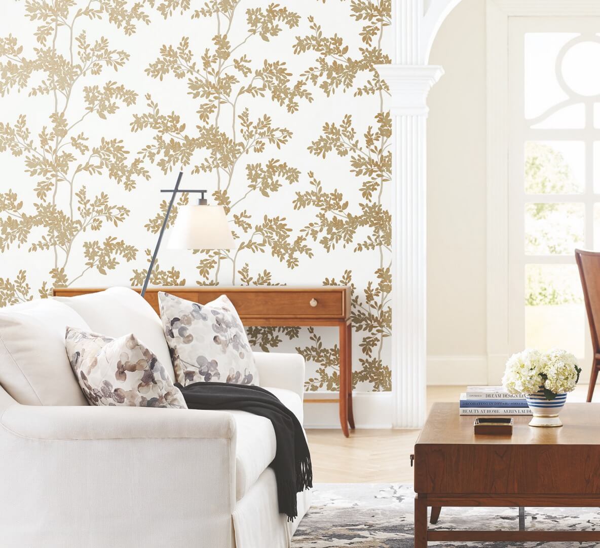 Tapeta drzewa York Wallcoverings BL1806 Lunaria Silhouette Blooms II