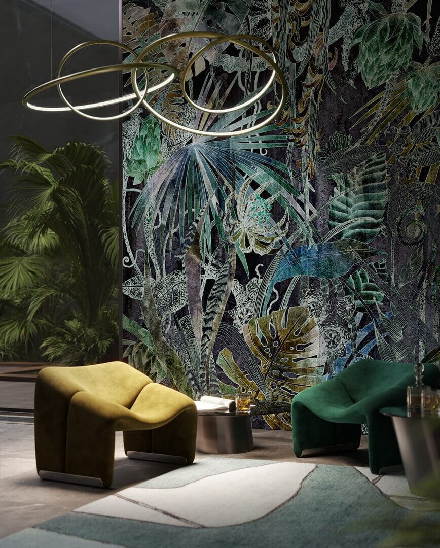 Fototapeta tropikalne kwiaty i liście Wonderwall Fusion 3505400