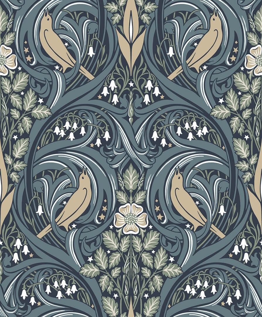 Tapeta roślinny ornament ptaki Seabrook ET12212 Legacy Prints