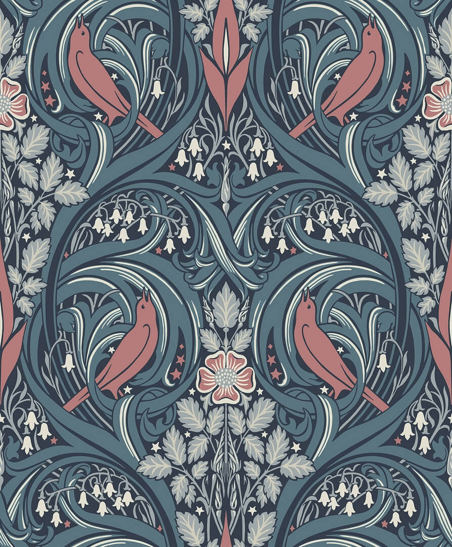 Tapeta roślinny ornament ptaki Seabrook ET12222 Legacy Prints