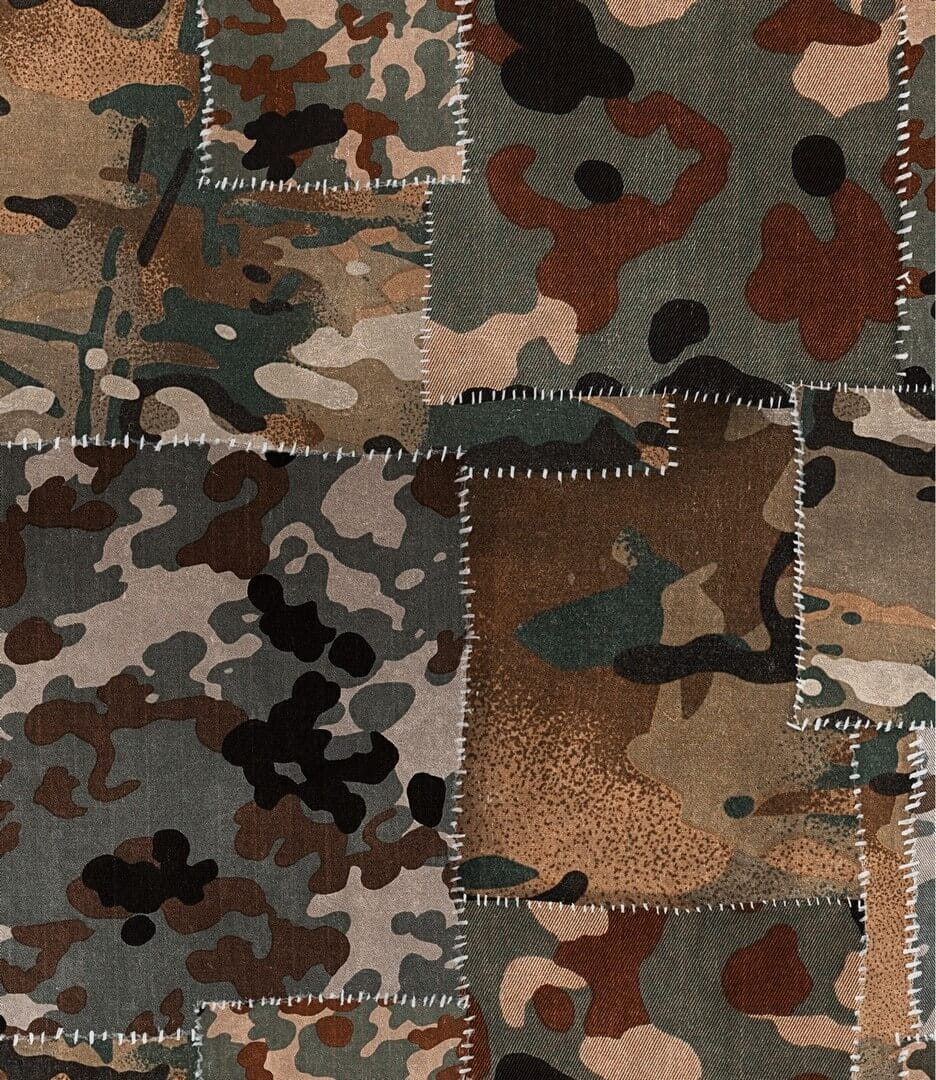 Mural patchwork moro Mind the Gap CAMO Brown WP20202 Premium Designer Wallpaper Collection