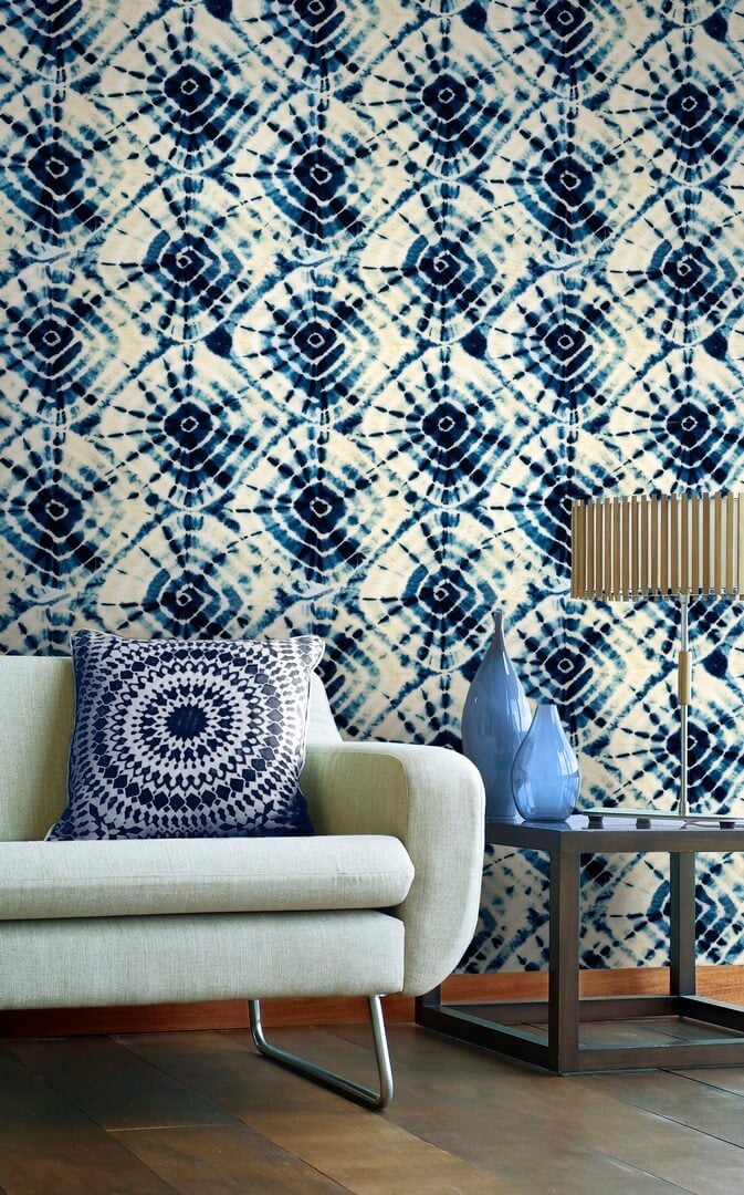 Mural jak tkanina barwiona krawatowo ind the Gap SHIBORI SWIRLS WP20205 Premium Designer Wallpaper Collection