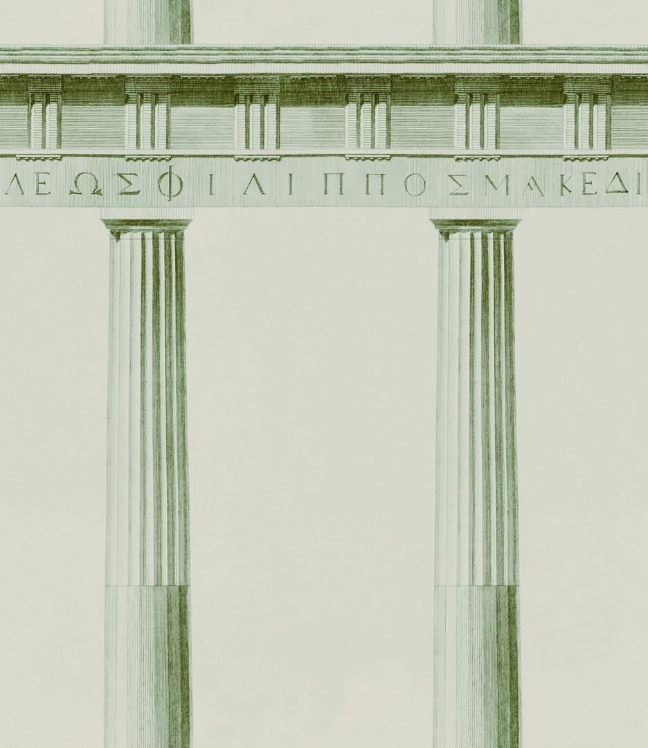 Mural architektura kolumny Mind the Gap ATHENA Moss WP20214 Premium Designer Wallpaper Collection