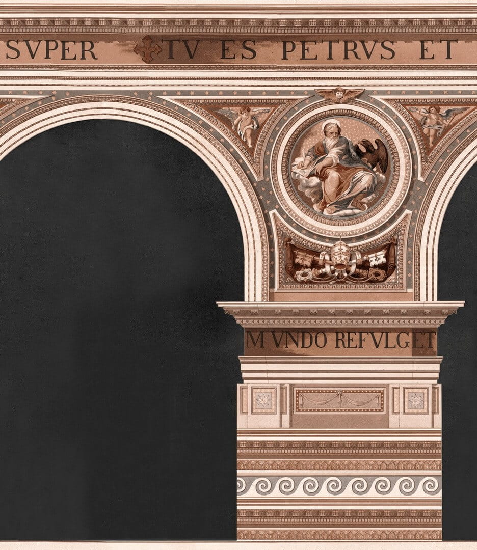 Mural architektura Mind the Gap BASILIQUE Copper WP20221 Premium Designer Wallpaper Collection