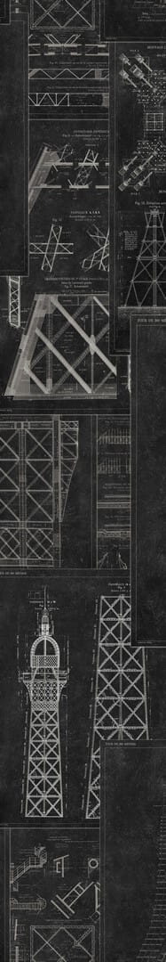Mural szkic Wieży Eiffla Mind the Gap GRAND EIFFEL Anthracite WP20218 Premium Designer Wallpaper Collection