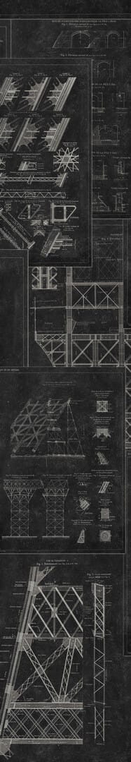 Mural szkic Wieży Eiffla Mind the Gap GRAND EIFFEL Anthracite WP20218 Premium Designer Wallpaper Collection