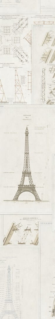 Mural szkic Wieży Eiffla Mind the Gap GRAND EIFFEL WP20217 Premium Designer Wallpaper Collection
