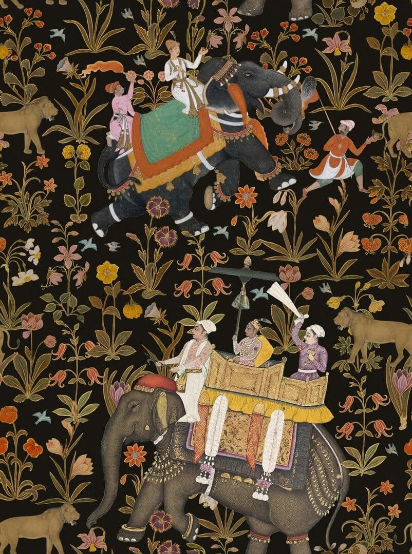 Mural indyjskie scenki rodzajowe Mind the Gap HINDUSTAN Anthracite WP20256 Premium Designer Wallpaper Collection