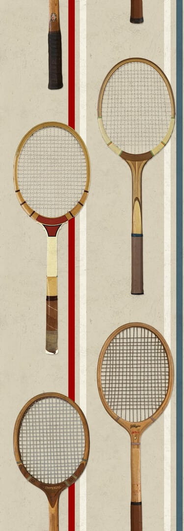 Mural rakiety tenisowe w stylu retro Mind the Gap THE GAME WP20243 Premium Designer Wallpaper Collection