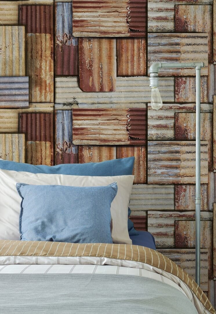 Mural zardzewiała cyna Mind the Gap RUSTY TIN WP20242 Premium Designer Wallpaper Collection