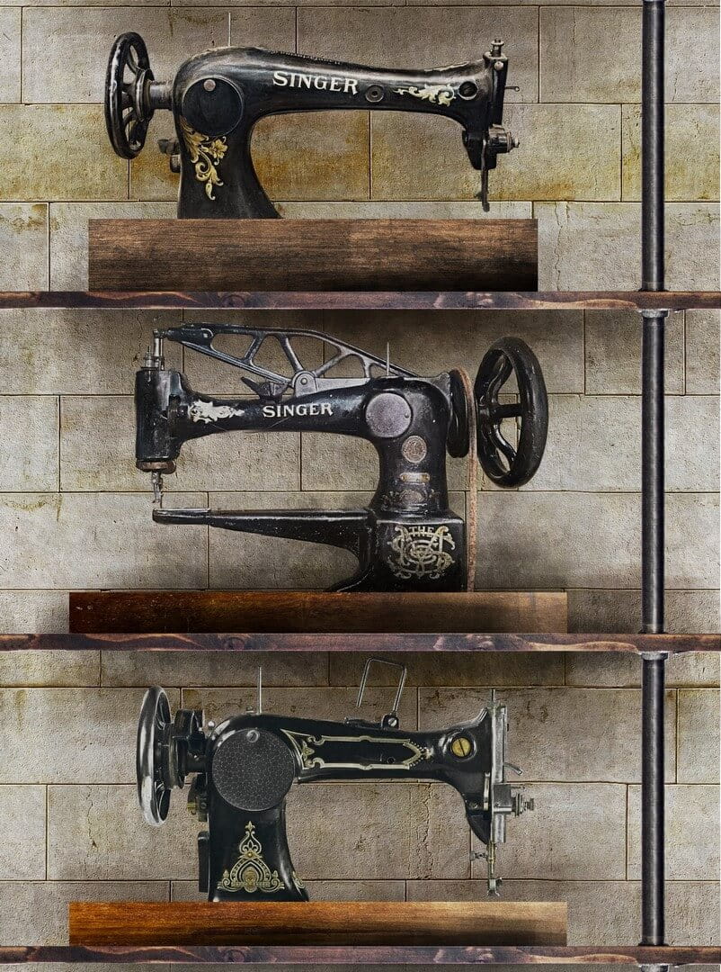 Mural maszyny do szycia vintage Mind the Gap THE MACHINIST WP20245 Premium Designer Wallpaper Collection