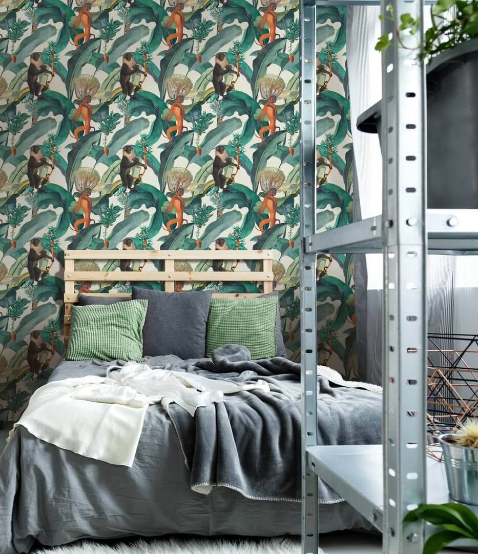 Mural małpy i tropikalne liście Mind the Gap BERMUDA light WP20155 Premium Designer Wallpaper Collection