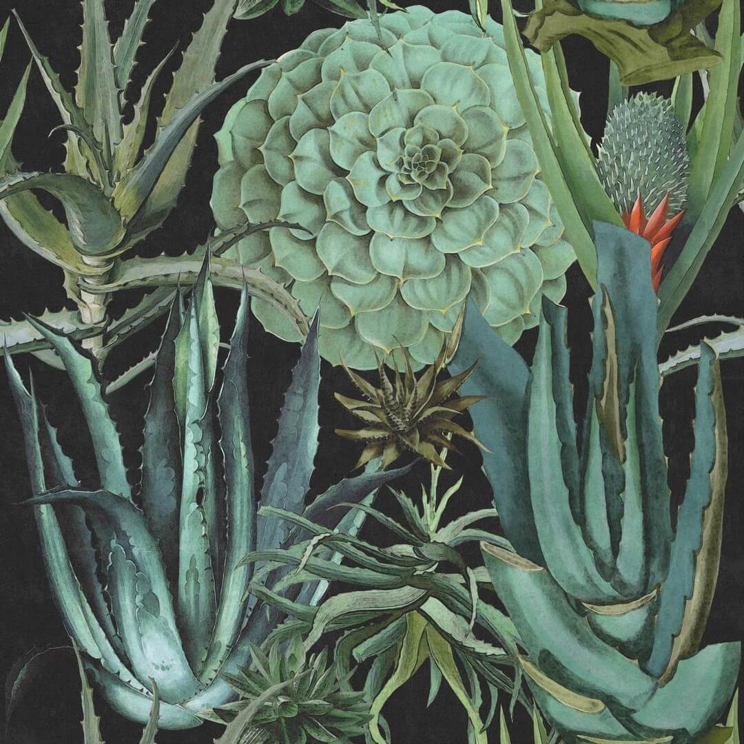 Mural egzotyczna roślinność Mind the Gap SUCCULENTUS Anthracite WP20167 Premium Designer Wallpaper Collection
