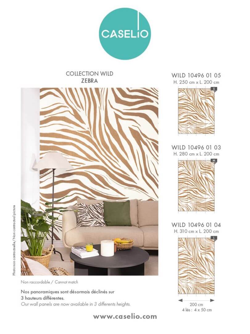 Mural paski zebry Caselio WILD 104960104 L Zebra Stay Wild