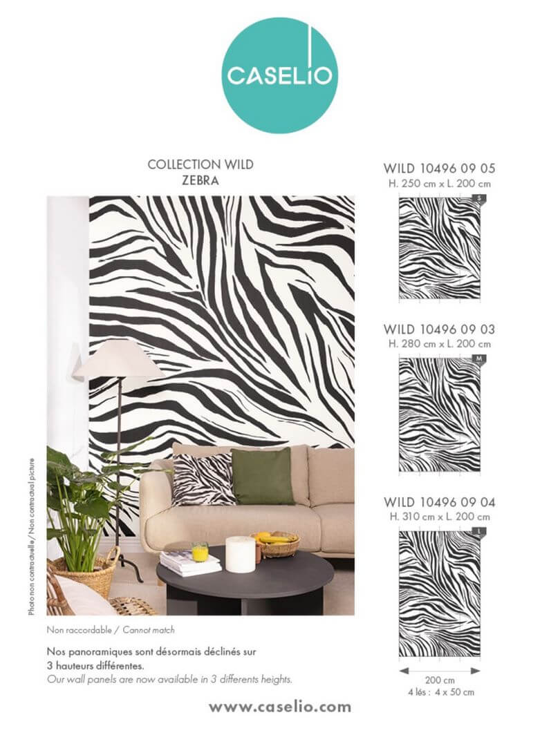 Mural paski zebry Caselio WILD 104960903 M Zebra Stay Wild