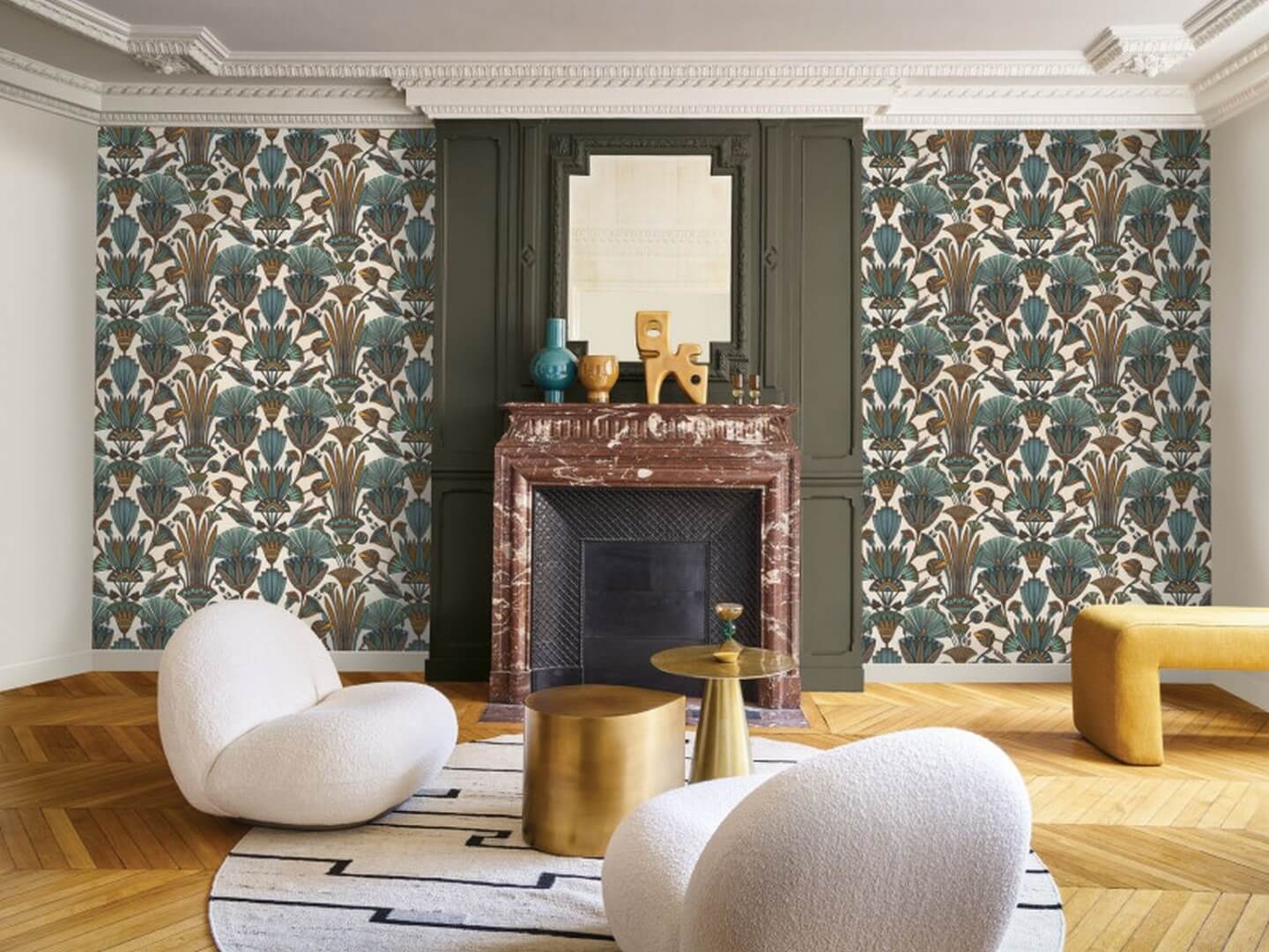 Tapeta roślinna w starożytnym stylu Casamance 76130202 Denderah Bord Du Nil
