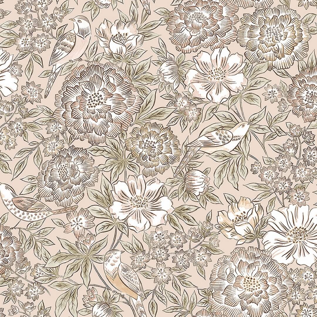 Tapeta botaniczna kwiaty i ptaki Boras Tapeter Dagmar 5527 Swedish Grace