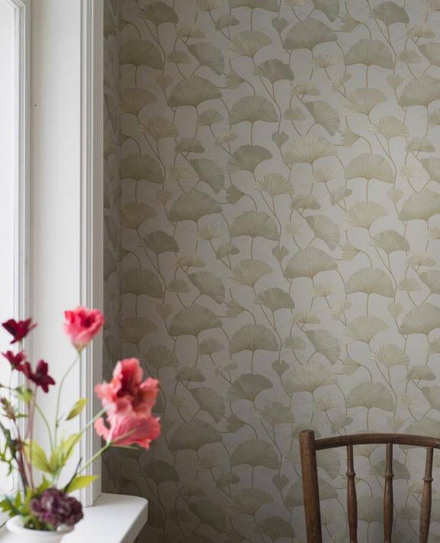 Tapeta liście Ginkgo Biloba Boras Tapeter Sophia 5529 Swedish Grace