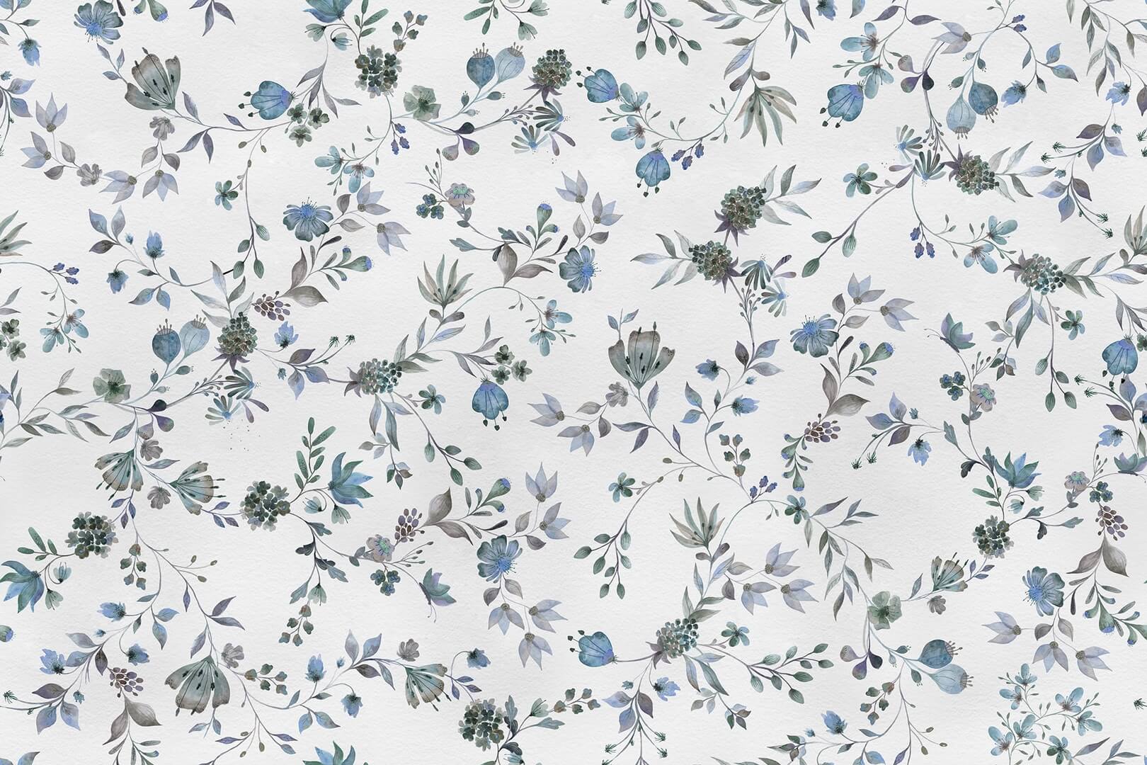 Fototapeta kwiaty i liście Rebel Walls R18653 Blossom Fling Blue Cottage Core