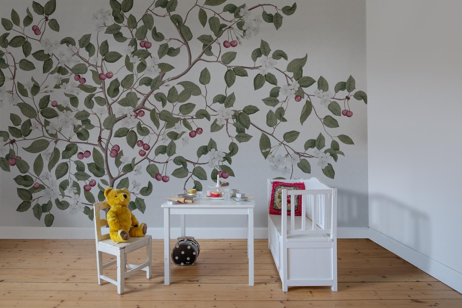Fototapeta drzewo wiśni Rebel Walls R18668 Cherries White Cottage Core