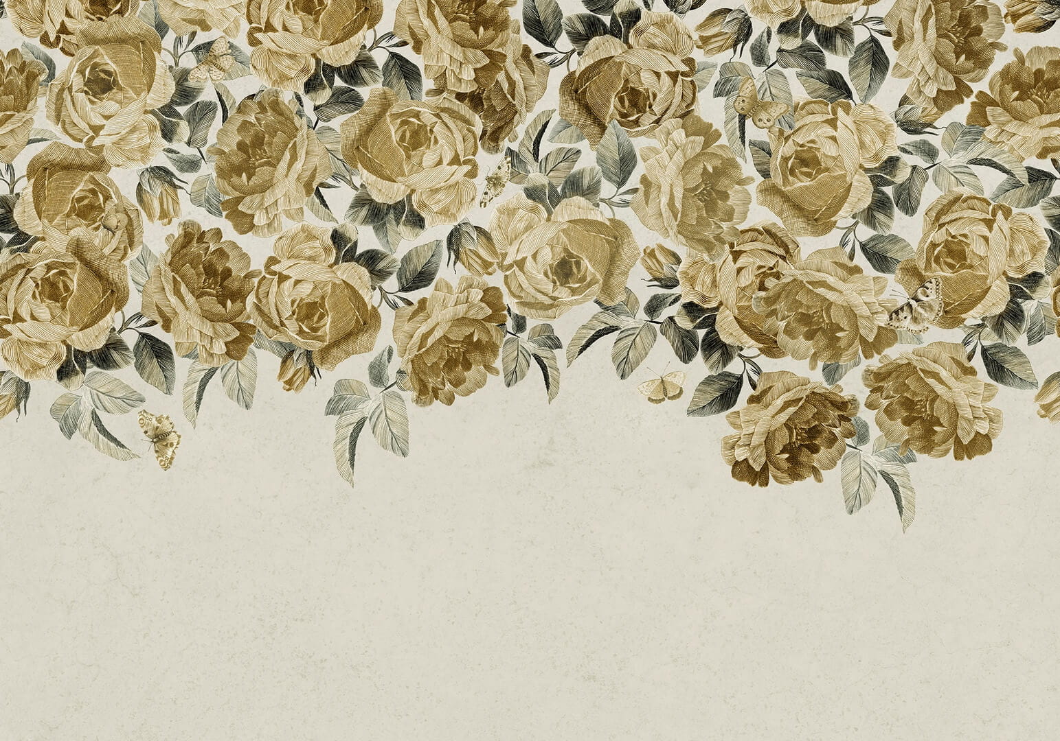 Fototapeta róże Rebel Walls R18707 Rose Plenty Yellow Cottage Core