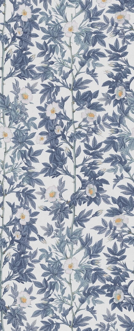 Fototapeta pnącza róż Rebel Walls R18717 Rose Hip Blue Cottage Core