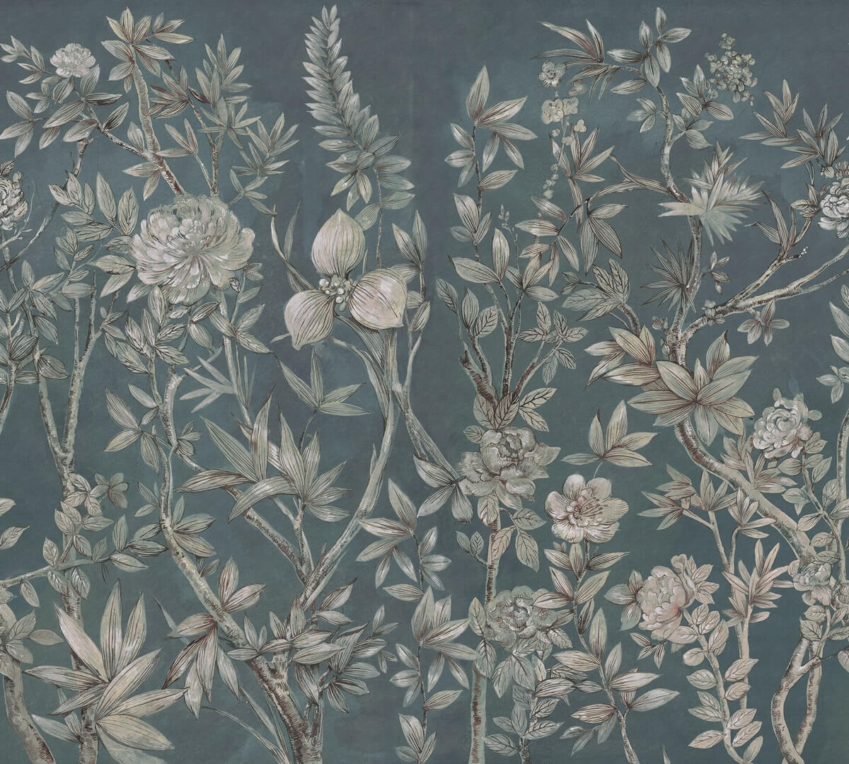 Fototapeta roślinna Rebel Walls R18728 Silk Floral Petrol Cottage Core