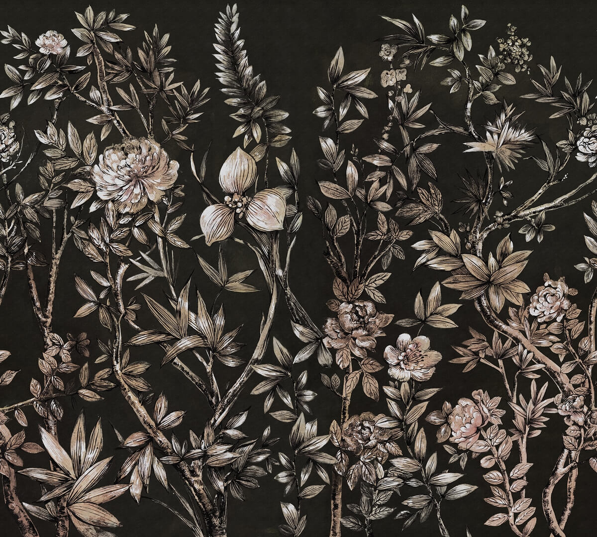 Fototapeta roślinna Rebel Walls R18729 Silk Floral Midnight Cottage Core