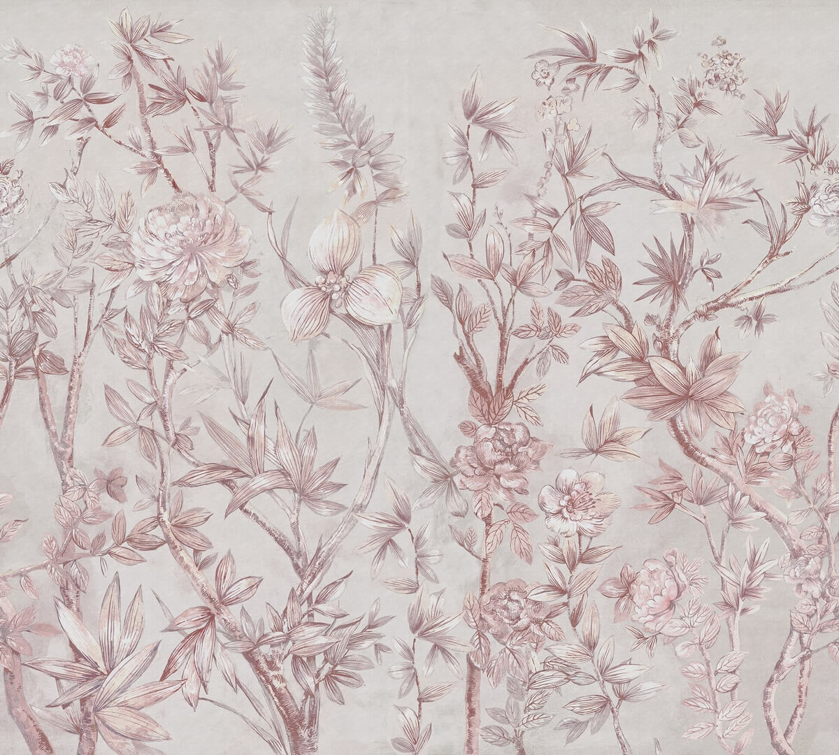 Fototapeta roślinna Rebel Walls R18730 Silk Floral Dusty Pink Cottage Core