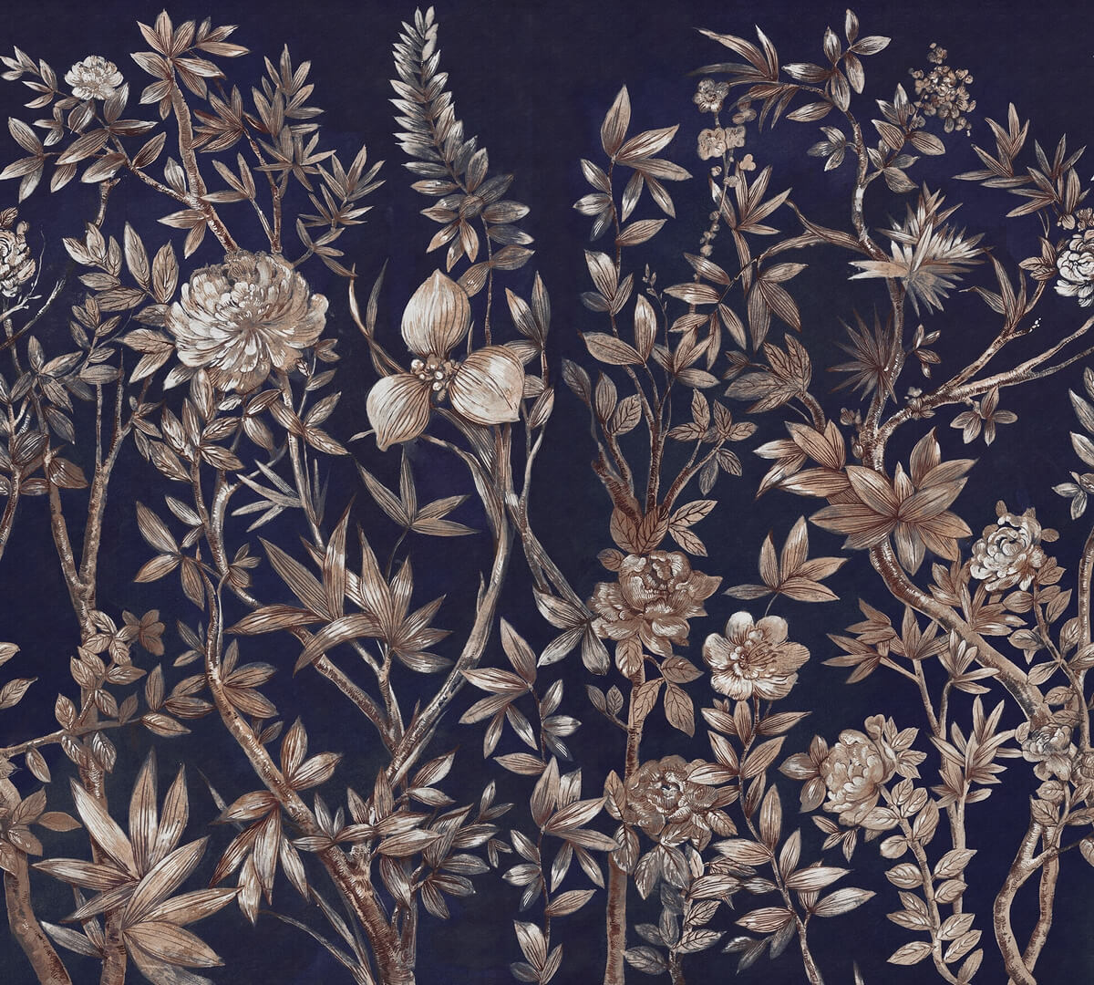 Fototapeta roślinna Rebel Walls R18731 Silk Floral Midnight Cottage Core