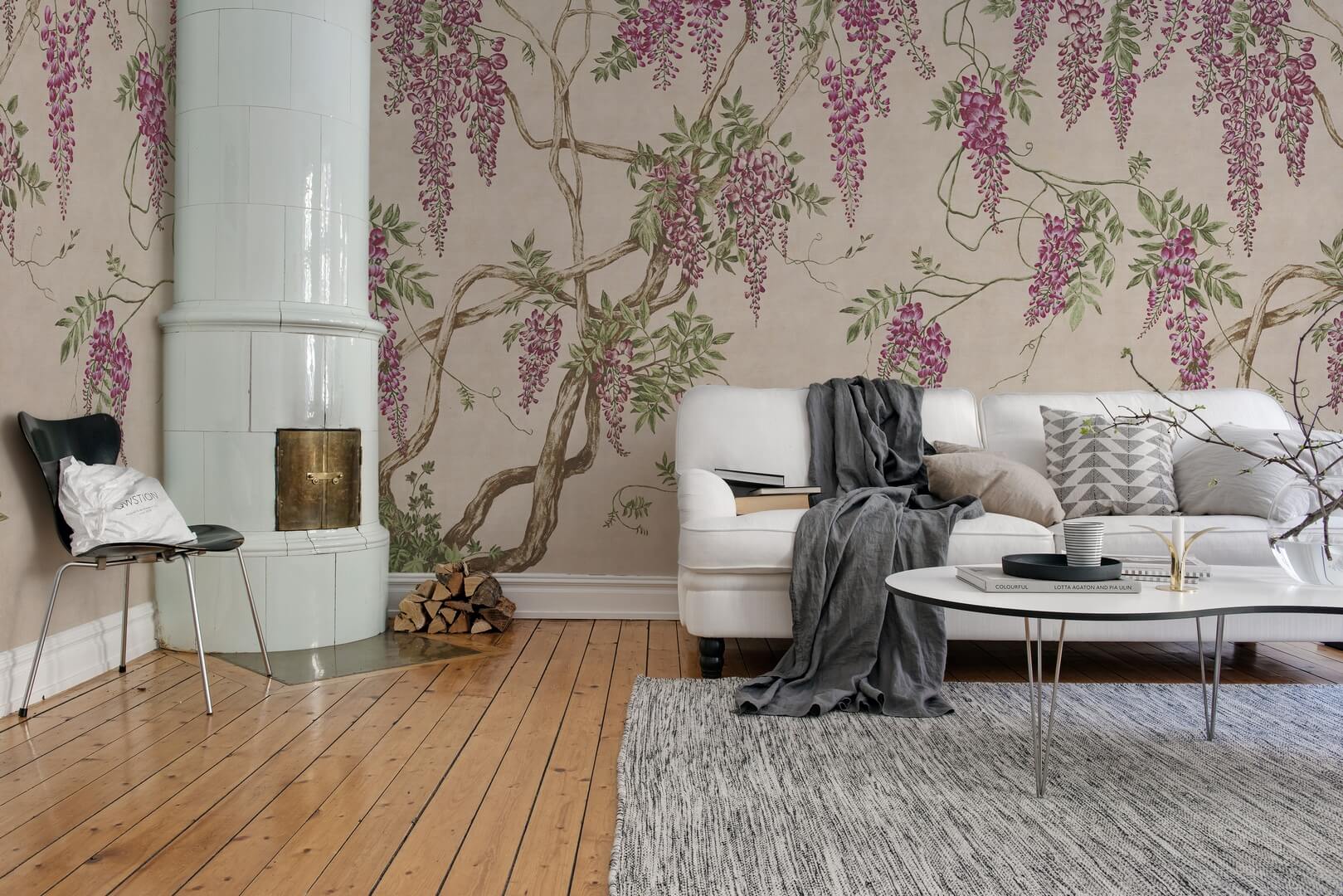 Fototapeta drzewo wisterii Rebel Walls R18732 Wisteria Tree Dusty Pink Cottage Core
