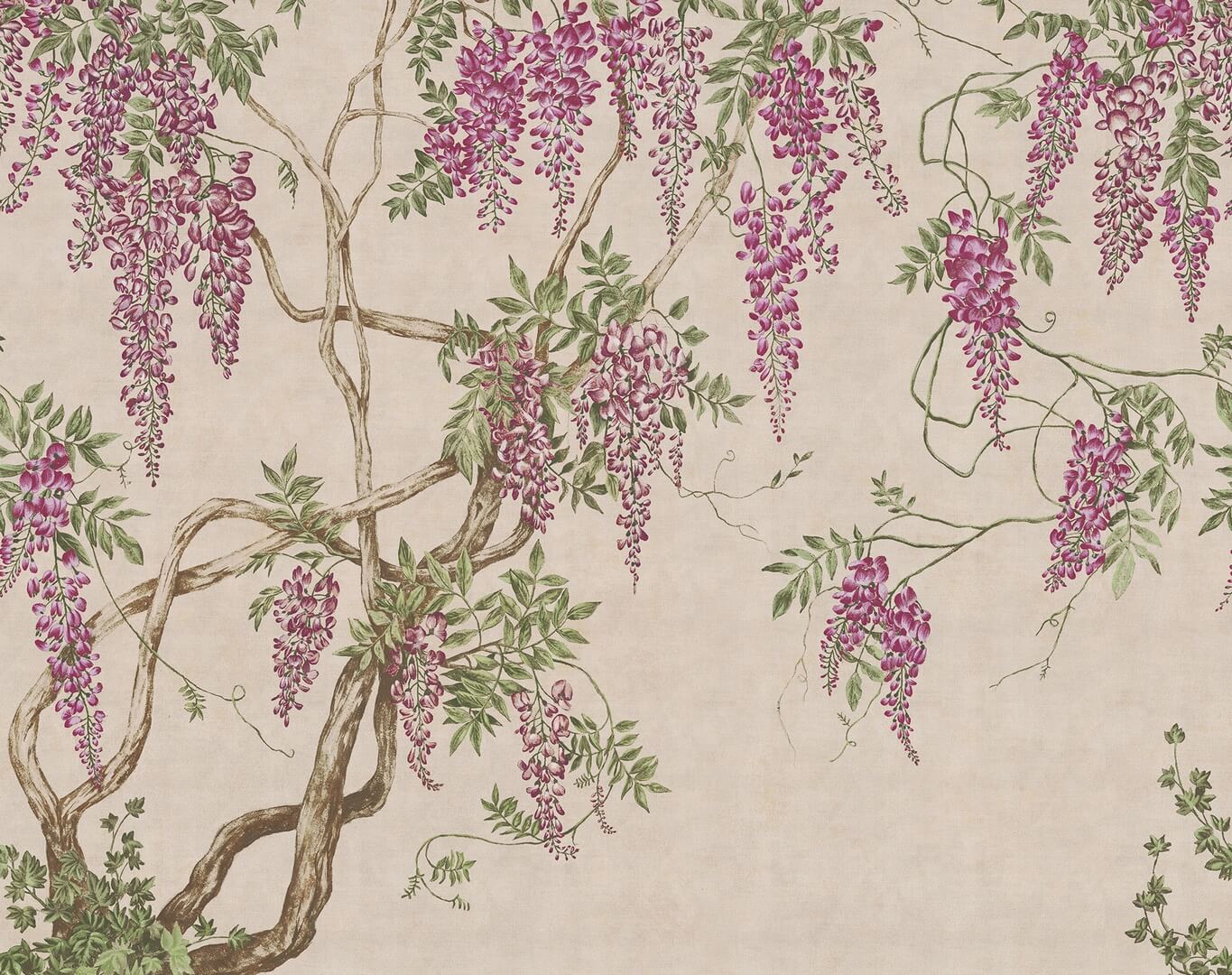 Fototapeta drzewo wisterii Rebel Walls R18732 Wisteria Tree Dusty Pink Cottage Core
